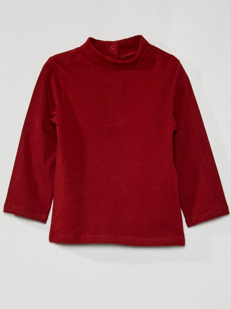 Camisola de gola alta lisa VERMELHO - Kiabi