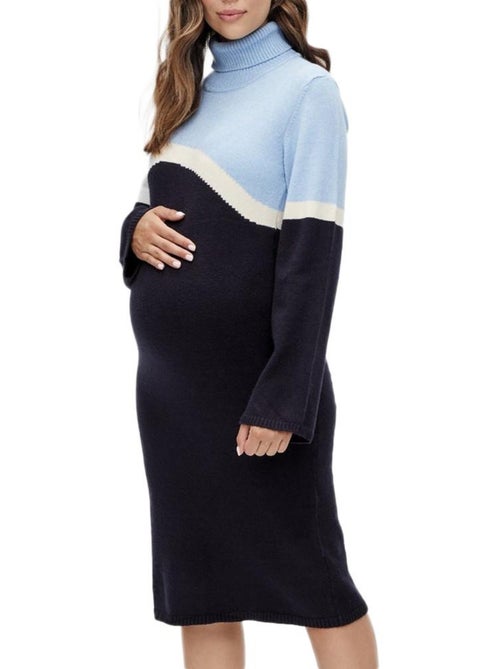 Camisola de Gola Alta Mamalicious para Mulher Azul/Preta - Kiabi Camisola de Gola Alta Mamalicious para Mulher Azul/Preta - Kiabi