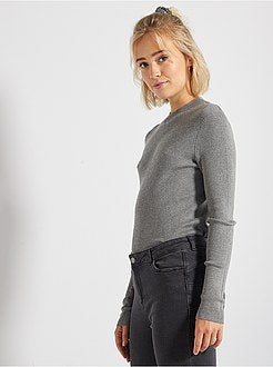 Camisola de gola alta nervurada - Kiabi