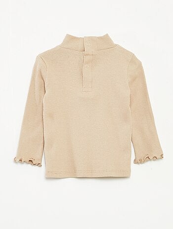 Camisola de gola alta nervurada e subida