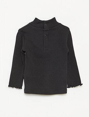 Camisola de gola alta nervurada e subida