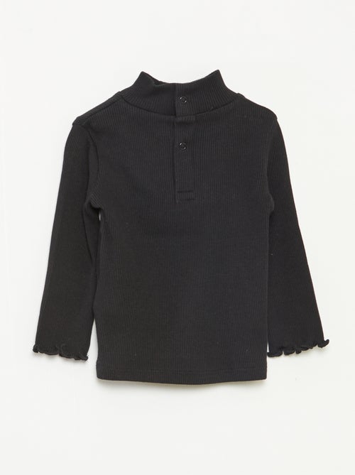 Camisola de gola alta nervurada e subida - Kiabi