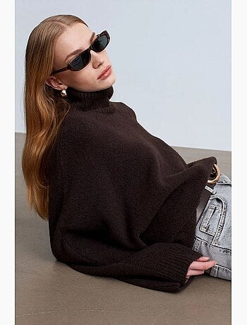 Camisola de gola alta oversize canelada