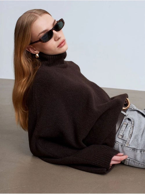 Camisola de gola alta oversize canelada - Kiabi Camisola de gola alta oversize canelada - Kiabi
