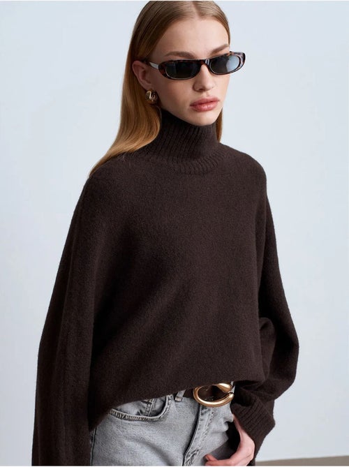 Camisola de gola alta oversize canelada - Kiabi Camisola de gola alta oversize canelada - Kiabi