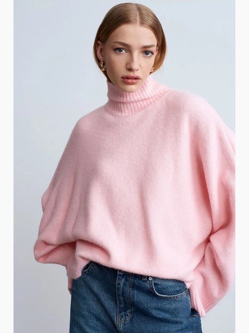 Camisola de gola alta oversize canelada dilvin - Kiabi Camisola de gola alta oversize canelada dilvin - Kiabi