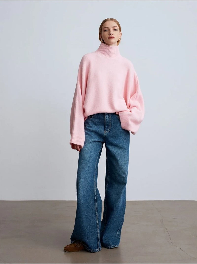 Camisola de gola alta oversize canelada dilvin Rosa-claro - Kiabi