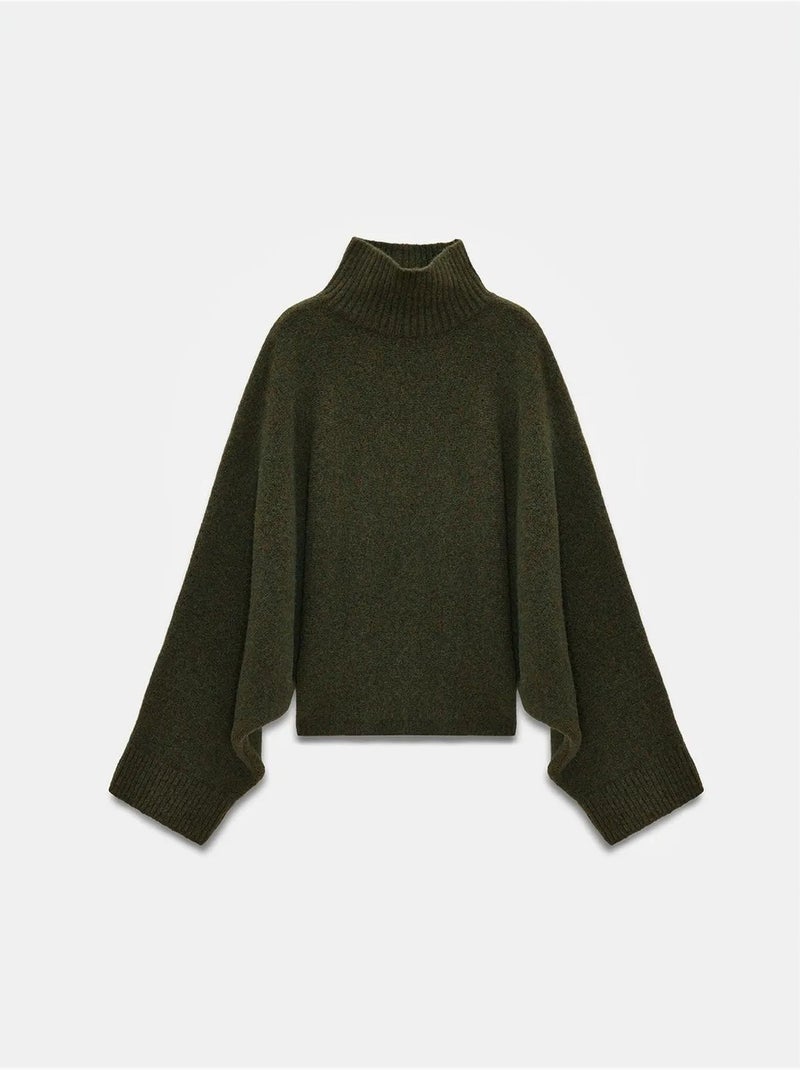 Camisola de gola alta oversize canelada dilvin Verde escuro - Kiabi
