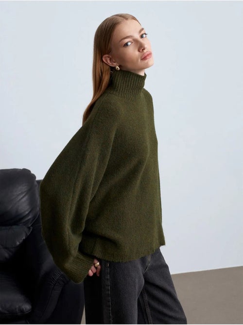 Camisola de gola alta oversize canelada - Kiabi Camisola de gola alta oversize canelada - Kiabi