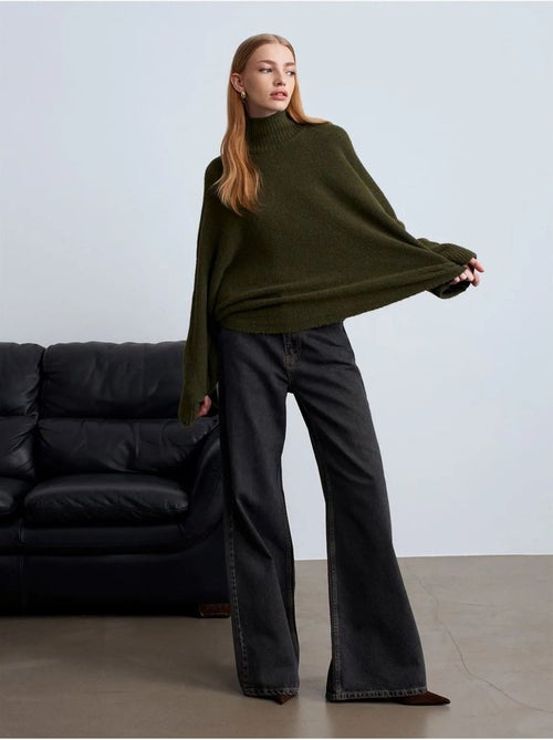 Camisola de gola alta oversize canelada - Kiabi Camisola de gola alta oversize canelada - Kiabi