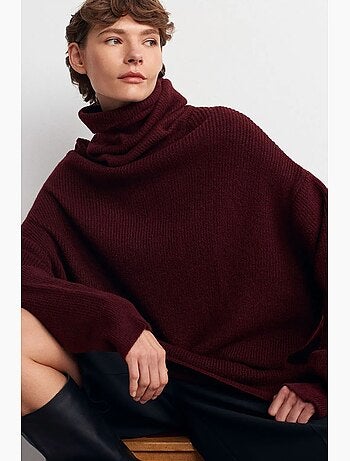 Camisola de gola alta oversized canelada