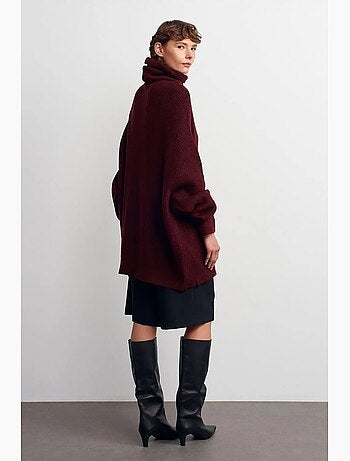 Camisola de gola alta oversized canelada