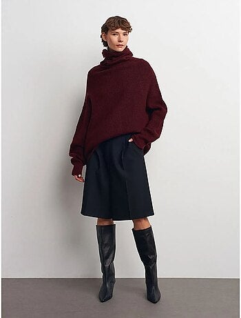 Camisola de gola alta oversized canelada