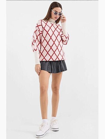 Camisola de gola alta oversized com padrão geométrico bdart
