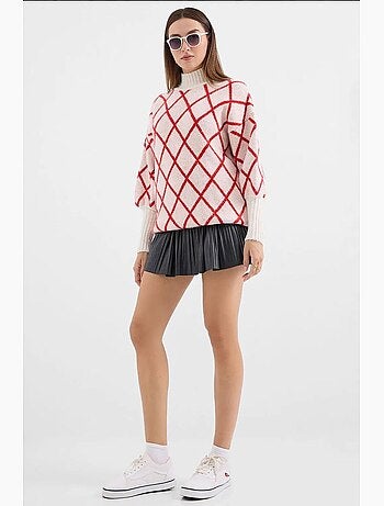Camisola de gola alta oversized com padrão geométrico bdart