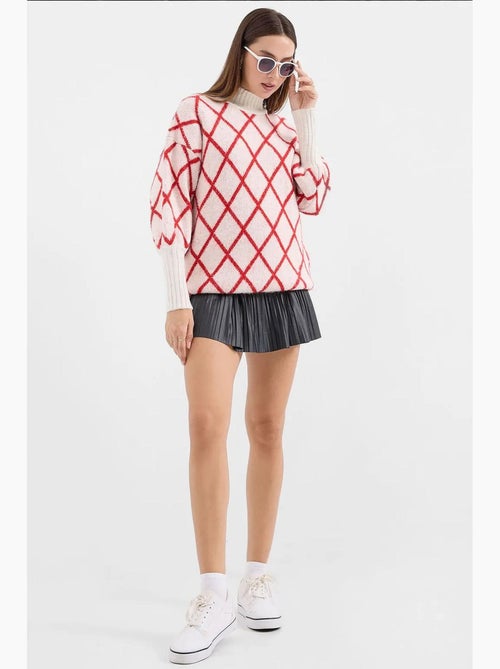 Camisola de gola alta oversized com padrão geométrico bdart - Kiabi Camisola de gola alta oversized com padrão geométrico bdart - Kiabi
