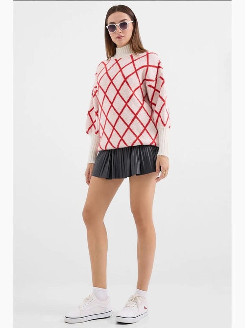 Camisola de gola alta oversized com padrão geométrico bdart - Kiabi Camisola de gola alta oversized com padrão geométrico bdart - Kiabi