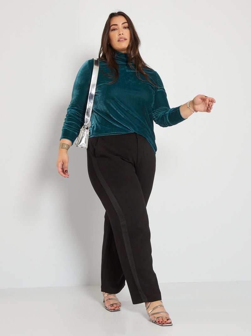 Camisola de gola alta subida de veludo Verde - Kiabi