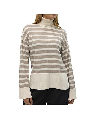 Camisola de Gola Alta Vero Moda Fantastic para Mulher Branca/Castanha