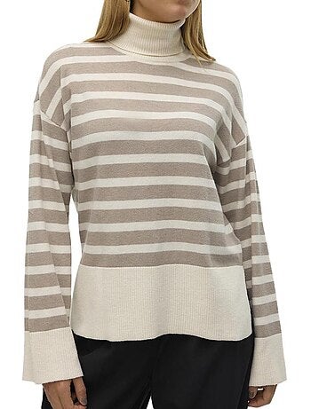 Camisola de Gola Alta Vero Moda Fantastic para Mulher Branca/Castanha