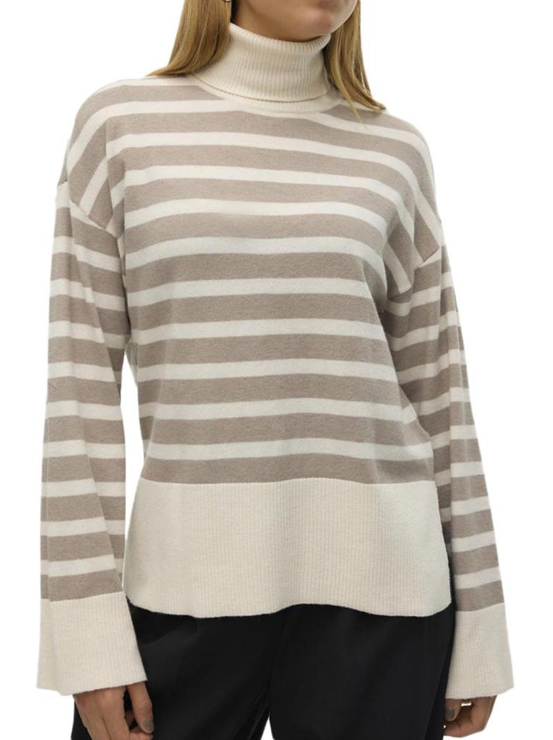 Camisola de Gola Alta Vero Moda Fantastic para Mulher Branca/Castanha Branco - Kiabi