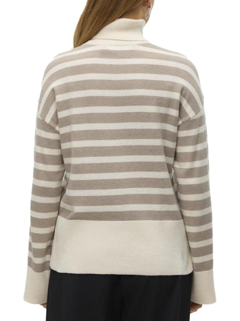 Camisola de Gola Alta Vero Moda Fantastic para Mulher Branca/Castanha Branco - Kiabi
