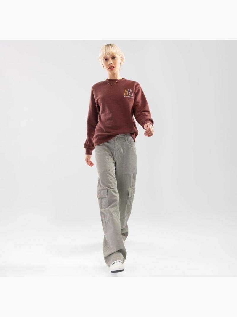 Camisola de gola arredondada para mulher Castanho - Kiabi