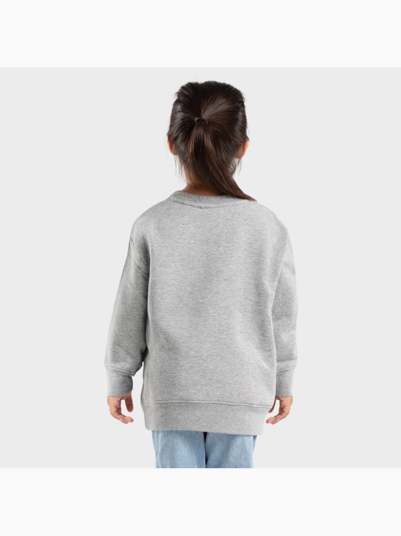 Camisola de gola arredondada para rapariga Branco Cinza - Kiabi