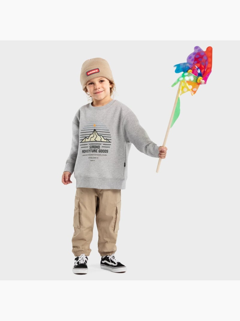 Camisola de gola arredondada para rapaz Branco Cinza - Kiabi