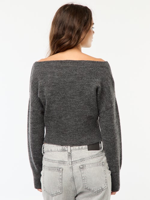 Camisola de Gola Bardot em Malha - Kiabi