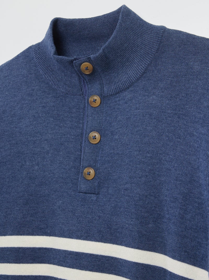Camisola de gola de camionista marinheira - coleção fácil de vestir AZUL - Kiabi