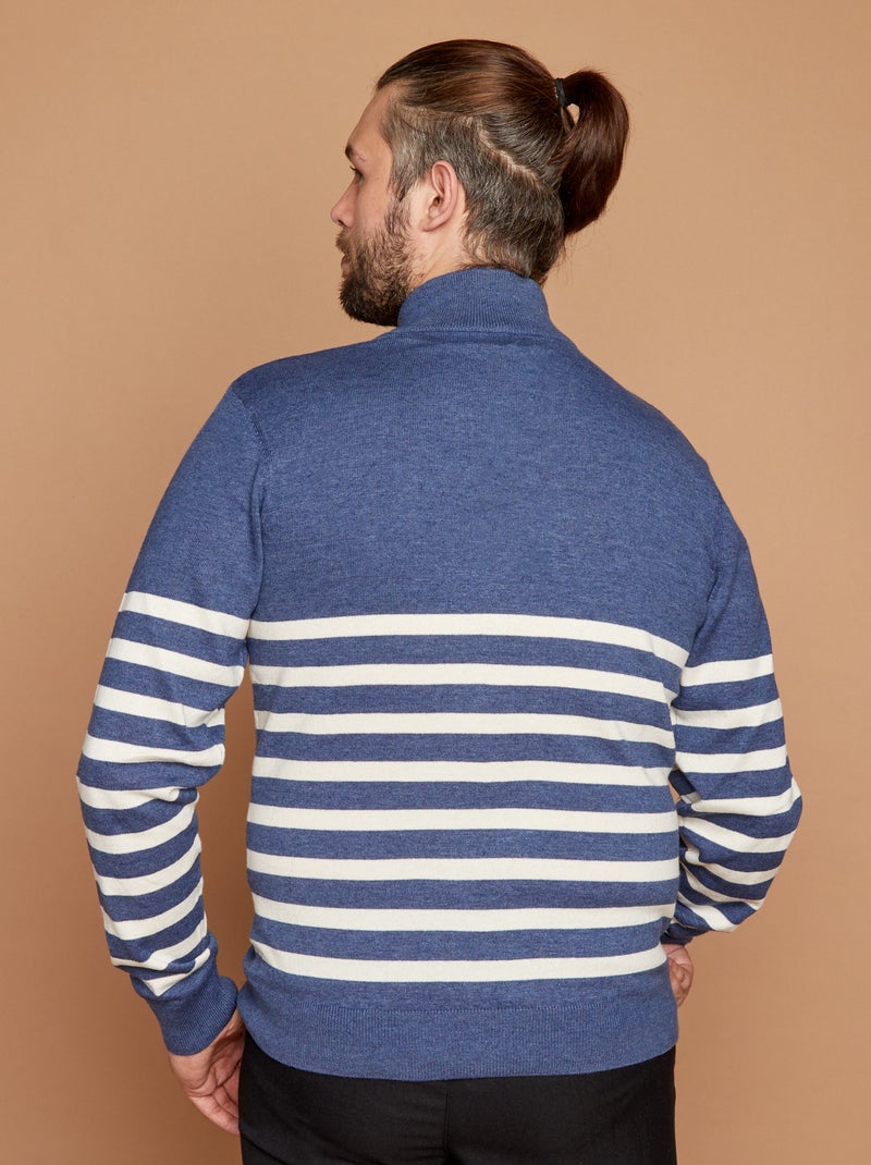 Camisola de gola de camionista marinheira - coleção fácil de vestir AZUL - Kiabi