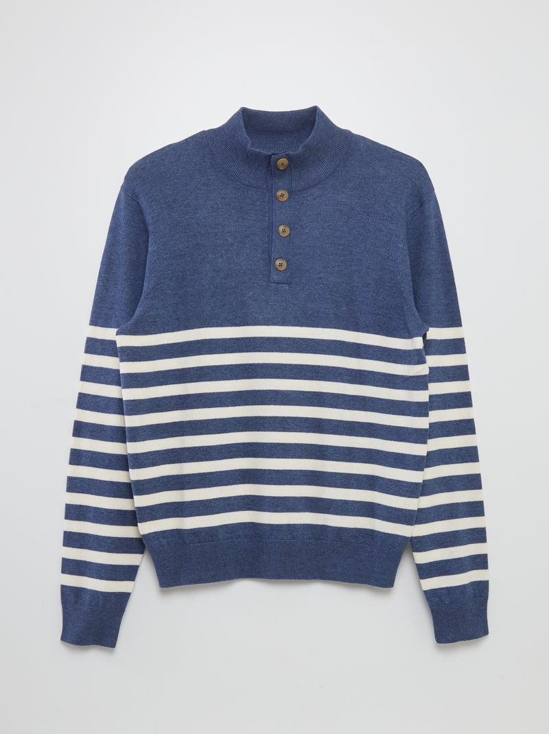 Camisola de gola de camionista marinheira - coleção fácil de vestir AZUL - Kiabi