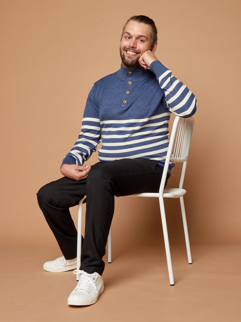 Camisola de gola de camionista marinheira - coleção fácil de vestir AZUL - Kiabi