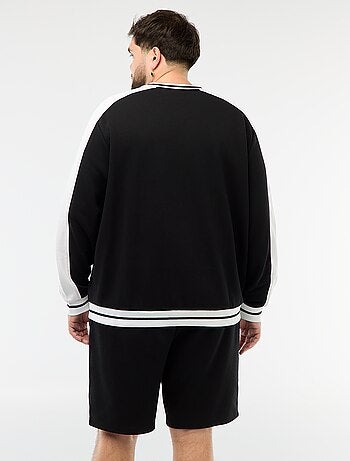 Camisola de Gola em V em French Terry