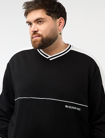 Camisola de Gola em V em French Terry