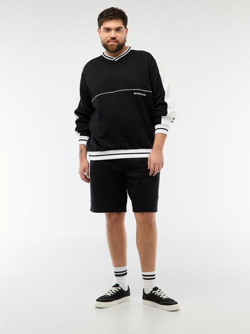 Camisola de Gola em V em French Terry - Kiabi