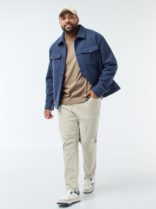 Camisola de gola em V em malha fina - Kiabi