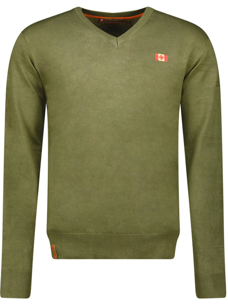 Camisola de gola em v felineak – canadian peak Verde oliva - Kiabi