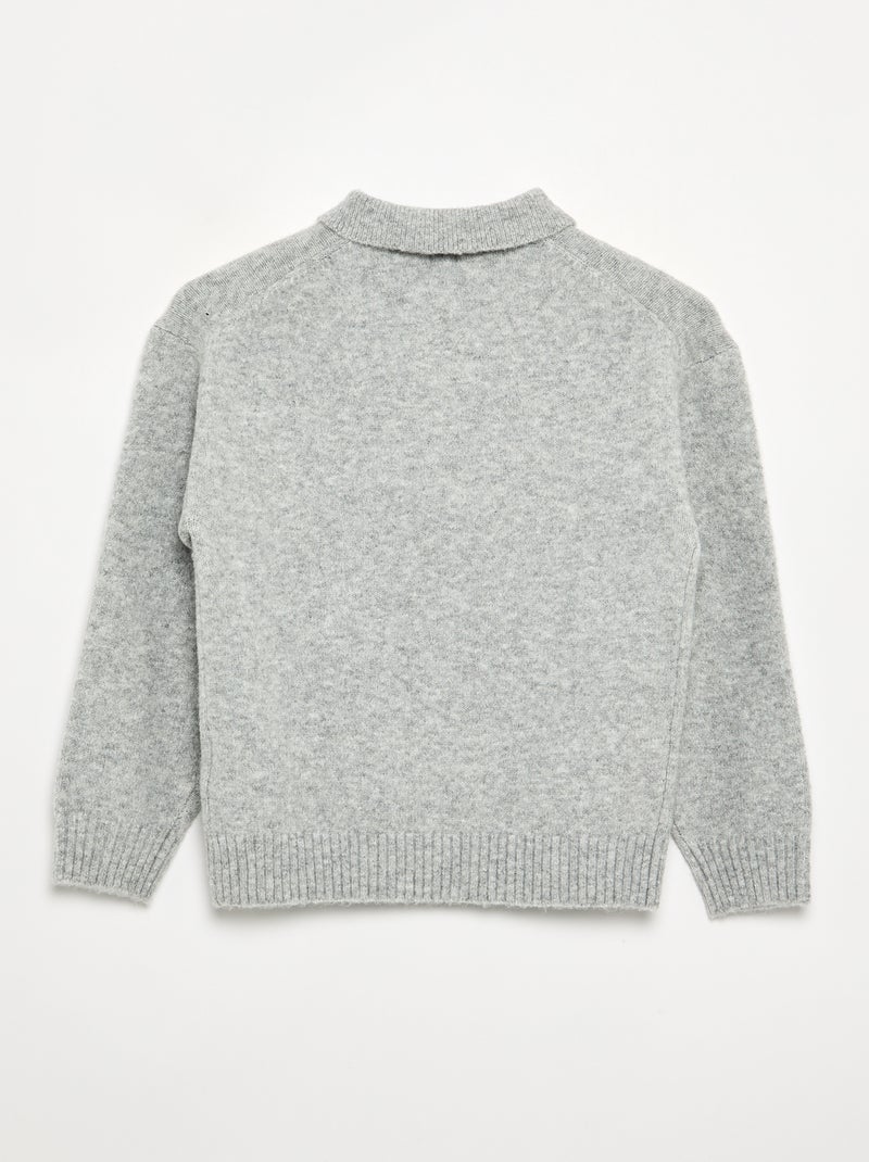 Camisola de gola polo Cinza - Kiabi