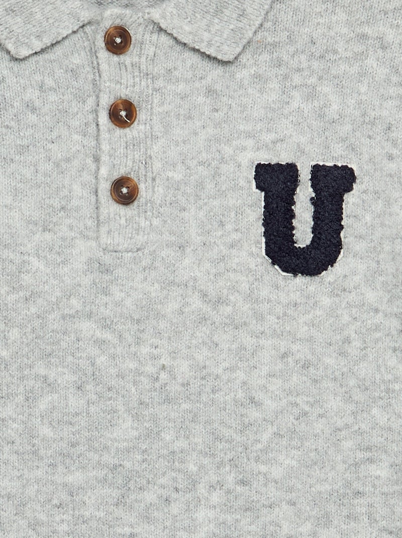 Camisola de gola polo Cinza - Kiabi