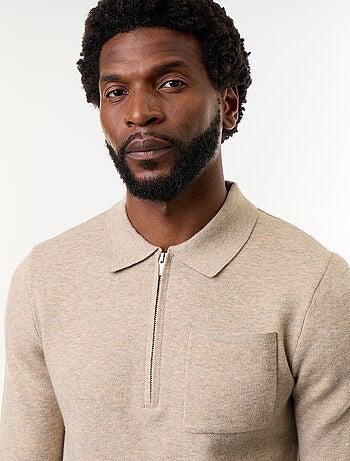 Camisola de gola polo com fecho