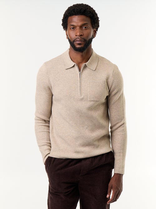 Camisola de gola polo com fecho - Kiabi Camisola de gola polo com fecho - Kiabi