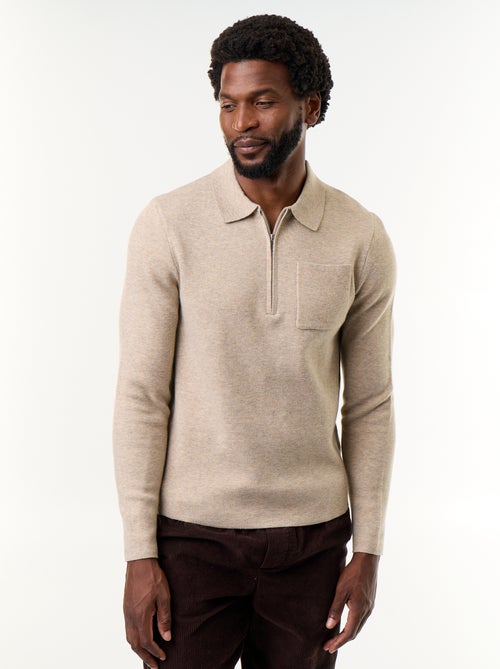 Camisola de gola polo com fecho - Kiabi Camisola de gola polo com fecho - Kiabi