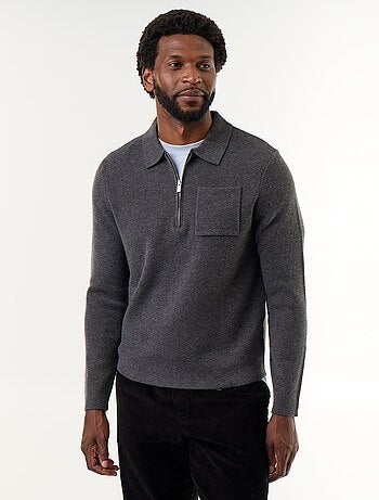 Camisola de gola polo com fecho