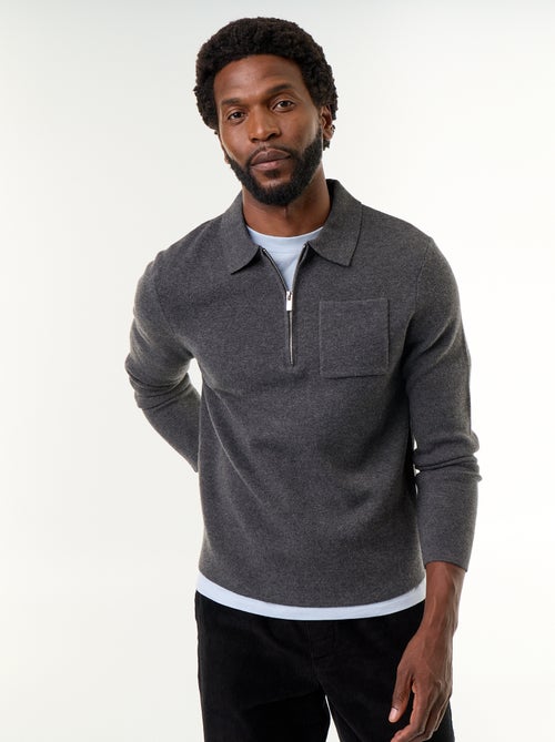 Camisola de gola polo com fecho - Kiabi