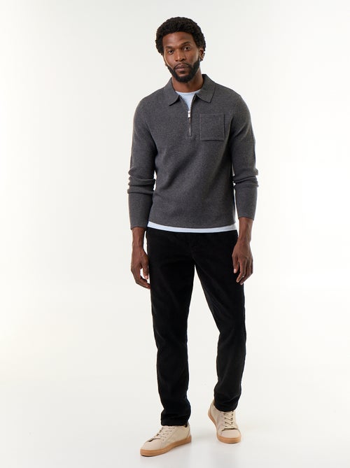 Camisola de gola polo com fecho - Kiabi