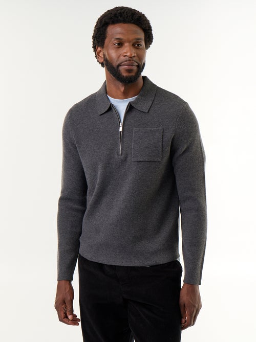 Camisola de gola polo com fecho - Kiabi