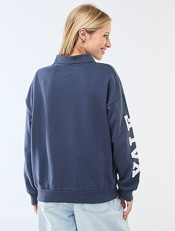 Camisola de gola polo com mangas compridas estampada