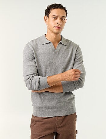 Camisola de gola polo de mangas compridas